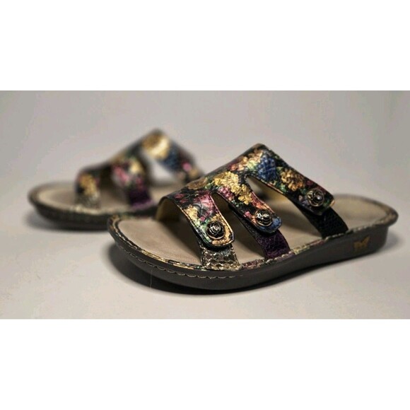Alegria Slip on Adjustable sandals Multi Color metallic floral EU 40 US 10 - Picture 2 of 9